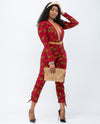 Too Fine African Print Jumpsuit  - Red