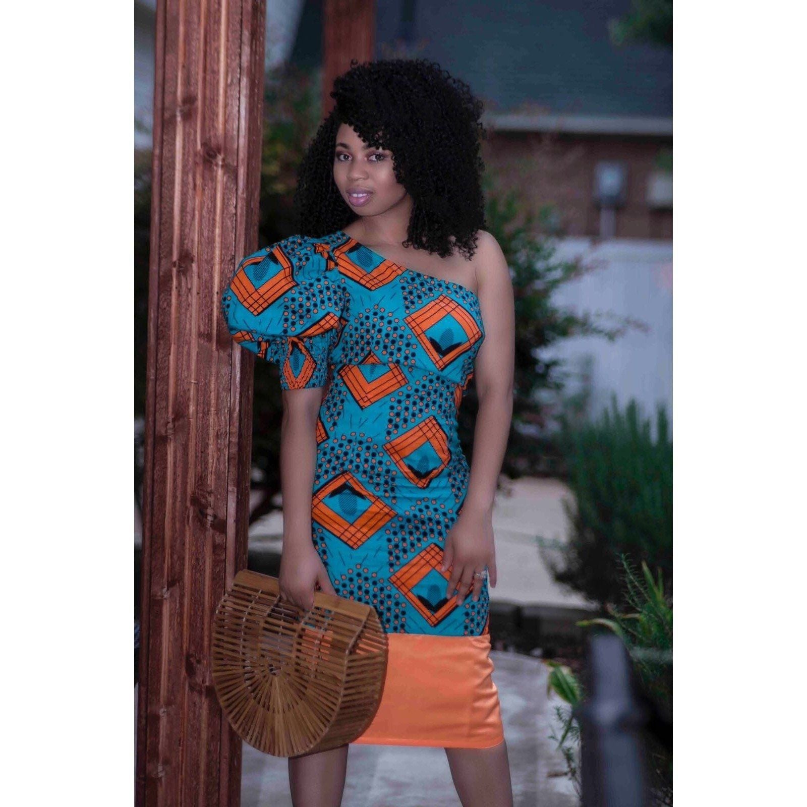 Mimi African Print one shoulder dress