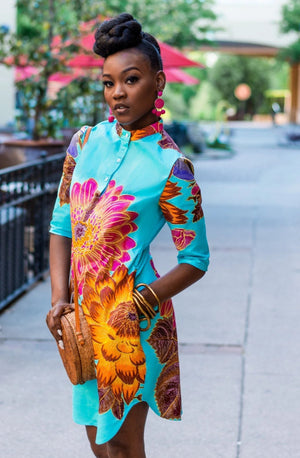 Omoye African Print Shirt Dress