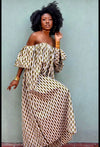 African Print Oye  Maxi Dress -white