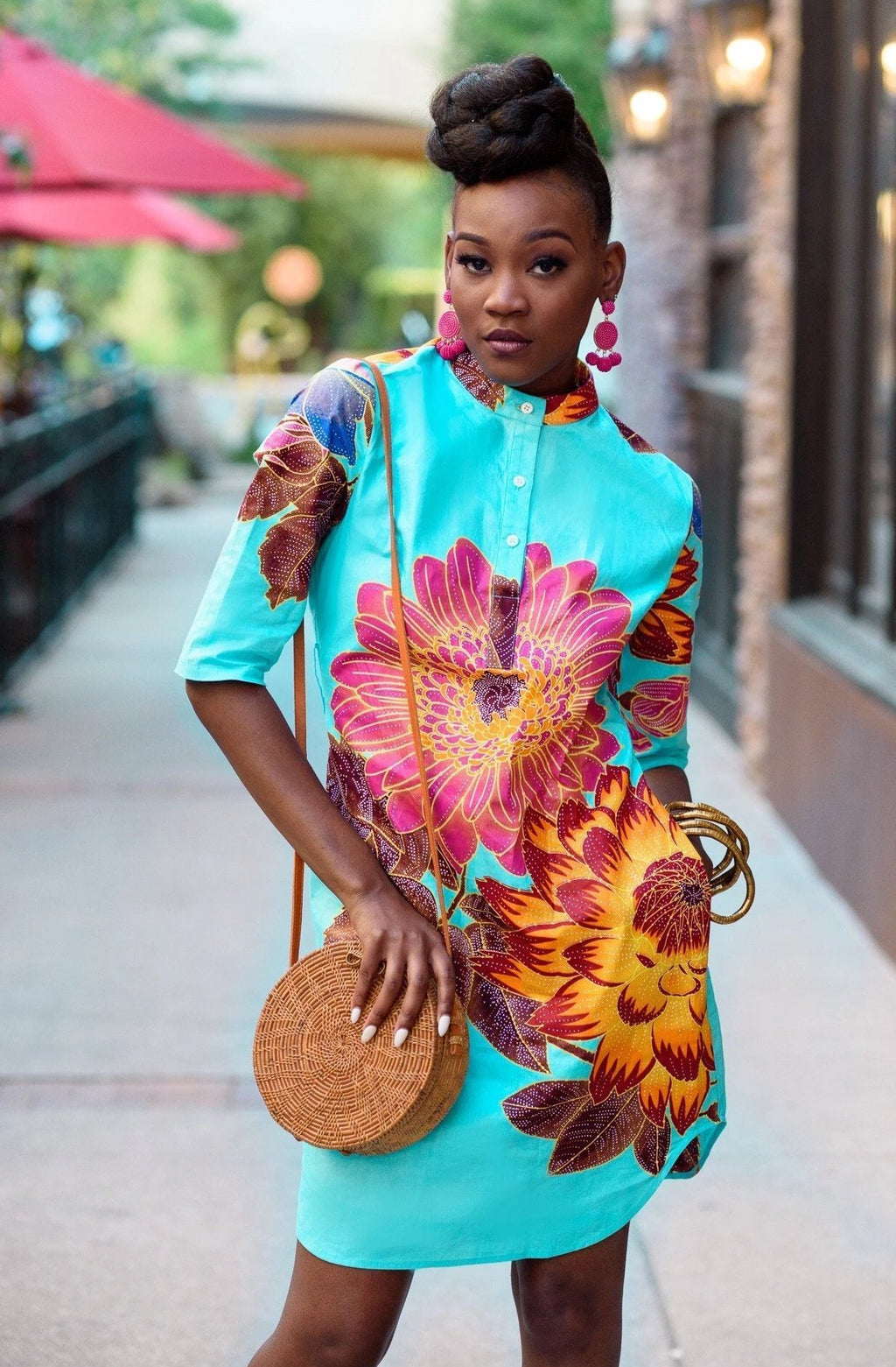 Omoye African Print Shirt Dress